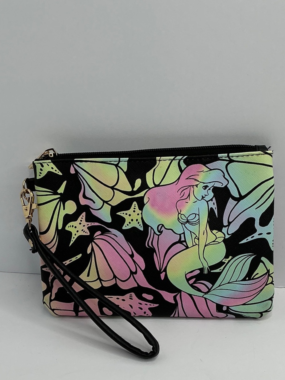 Disney Multicolor Pastel Mermaid Wristlet Clutch - Black
